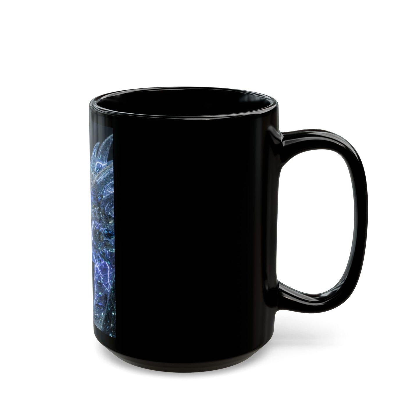 Storm Dragon Black Mug — Electric Blue Fantasy Dragon Coffee Cup (11oz/15oz)