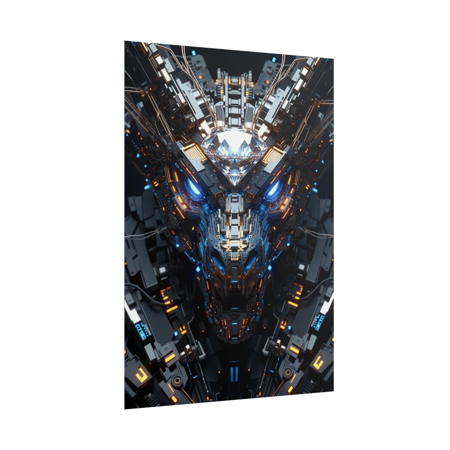 Futuristic Mech Dragon Poster – Cybernetic Robot Art Print