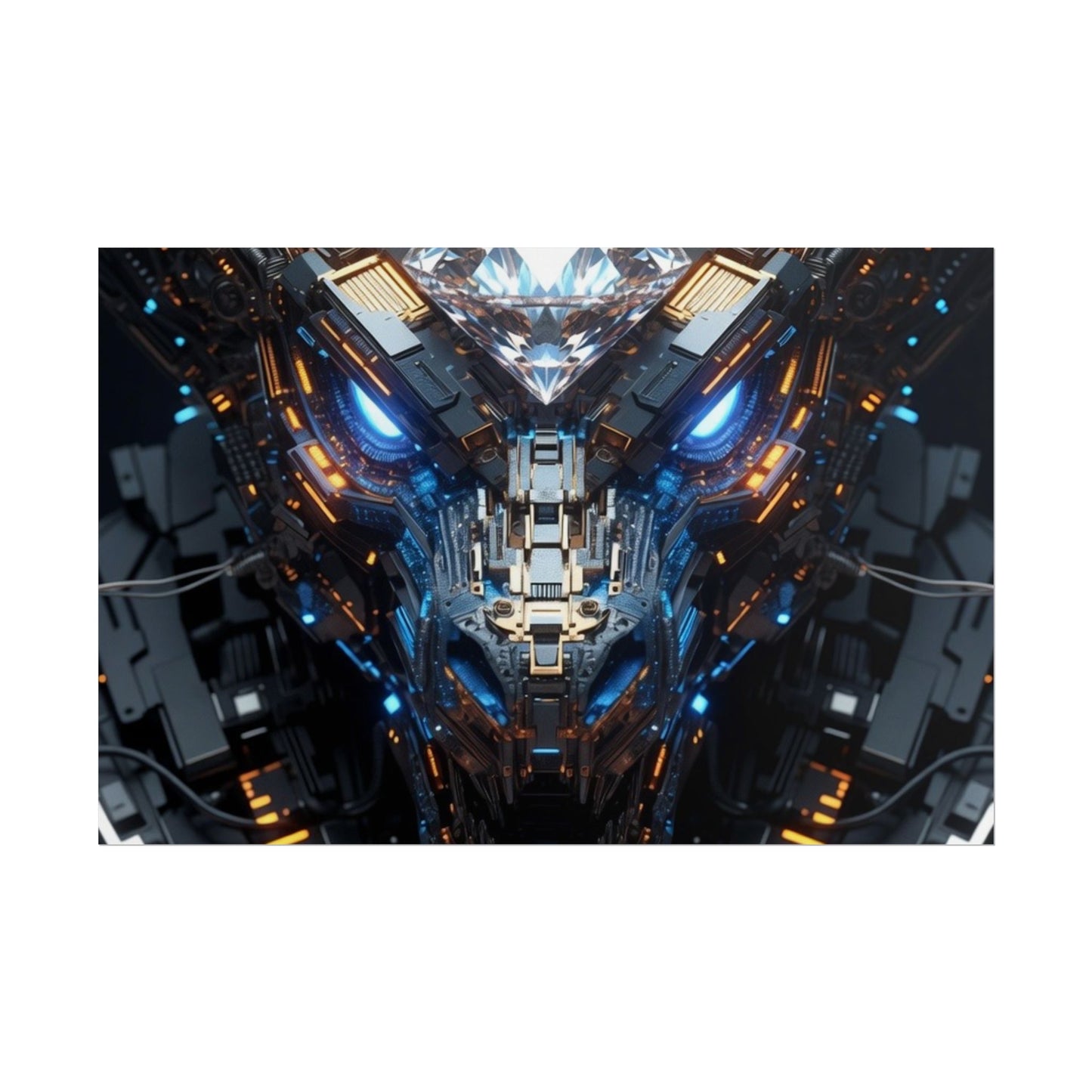 Futuristic Mech Dragon Poster – Cybernetic Robot Art Print