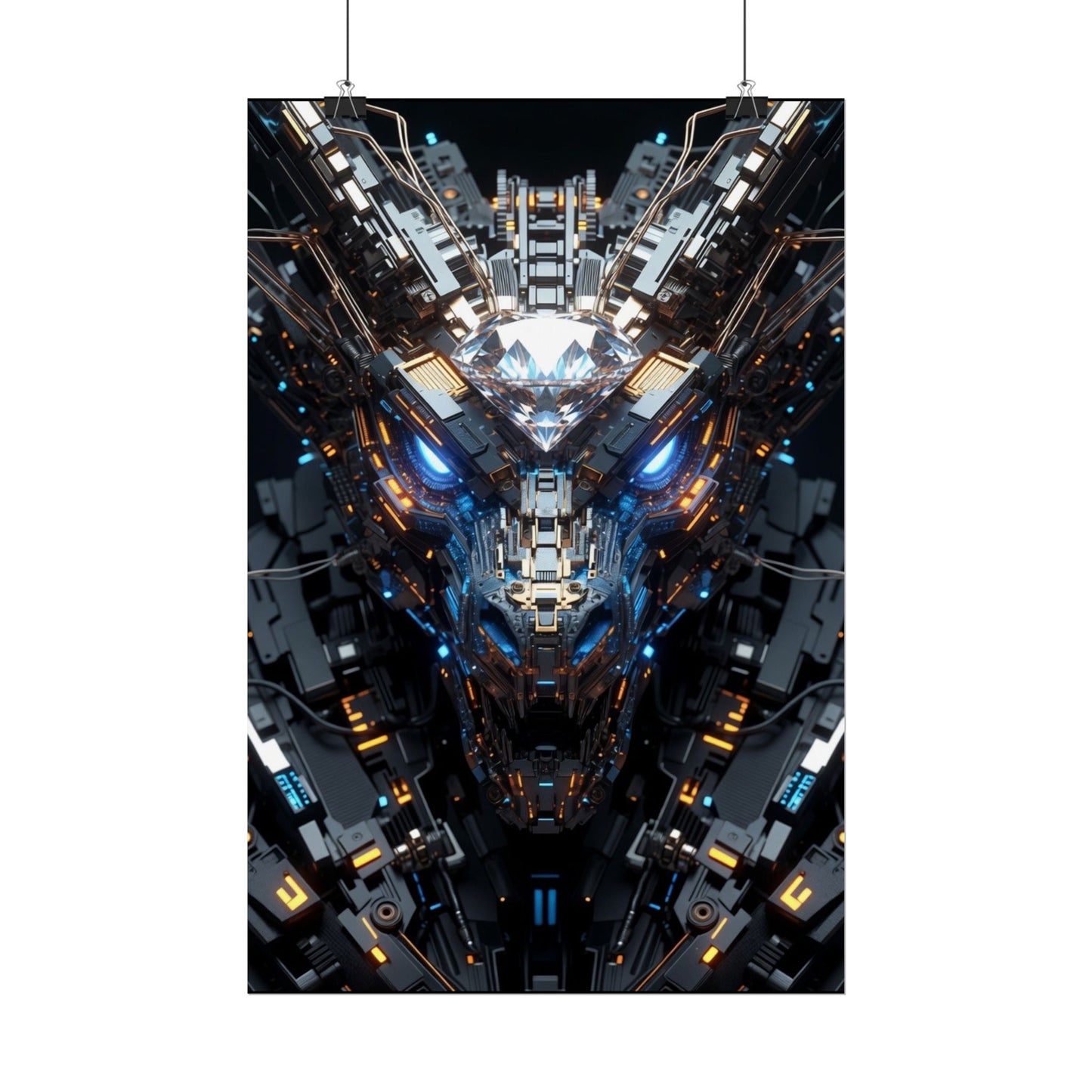Futuristic Mech Dragon Poster – Cybernetic Robot Art Print