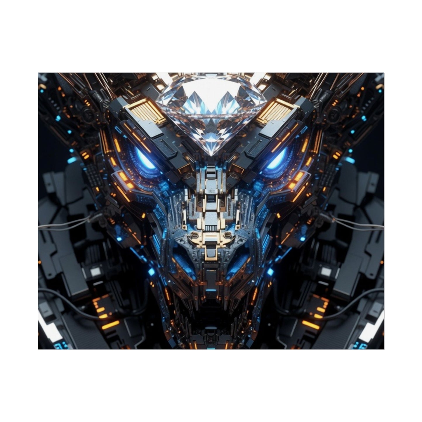 Futuristic Mech Dragon Poster – Cybernetic Robot Art Print