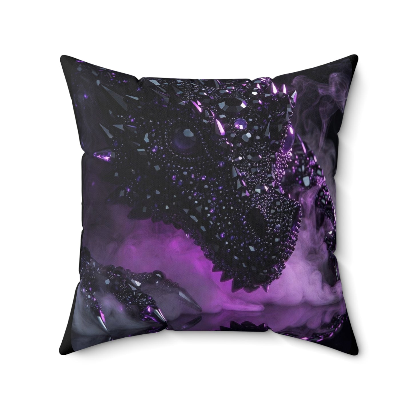 Dragon Art Throw Pillow — Purple Fantasy Reptile Decorative Cushion