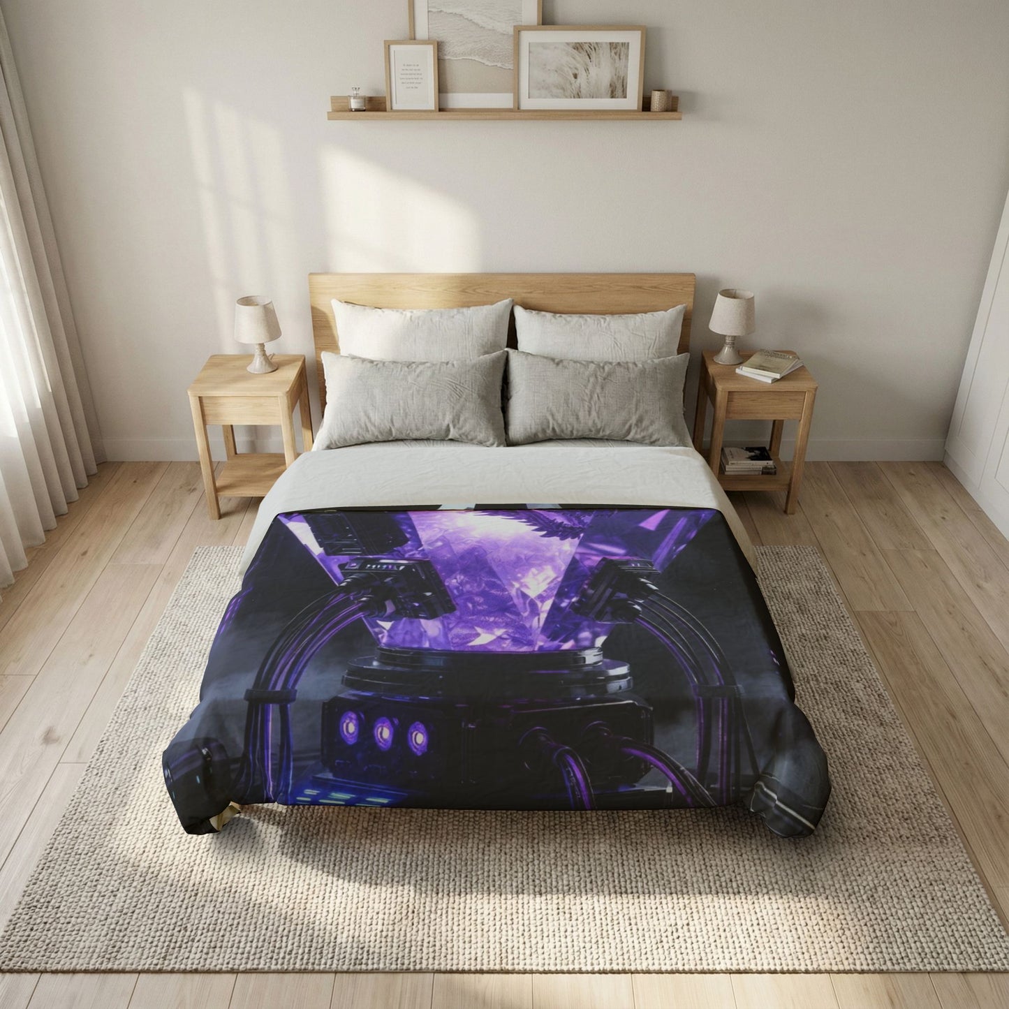 Purple Crystal Core Duvet Cover – Sci‑Fi Gem Bedspread