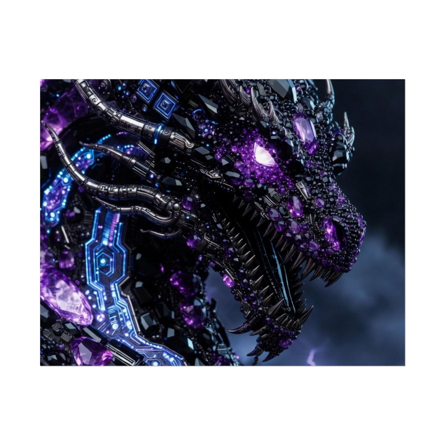 Rolled Poster — Cyberpunk Dragon Storm Art Print