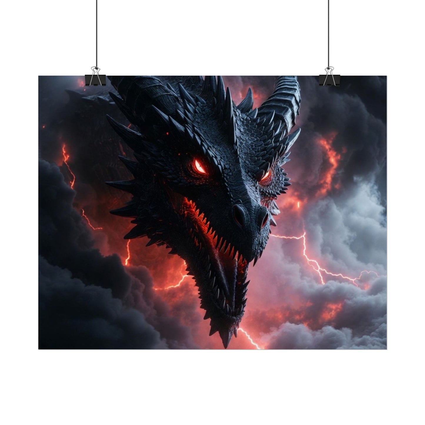 Dragon Storm Rolled Poster — Dark Fantasy Dragon Wall Art