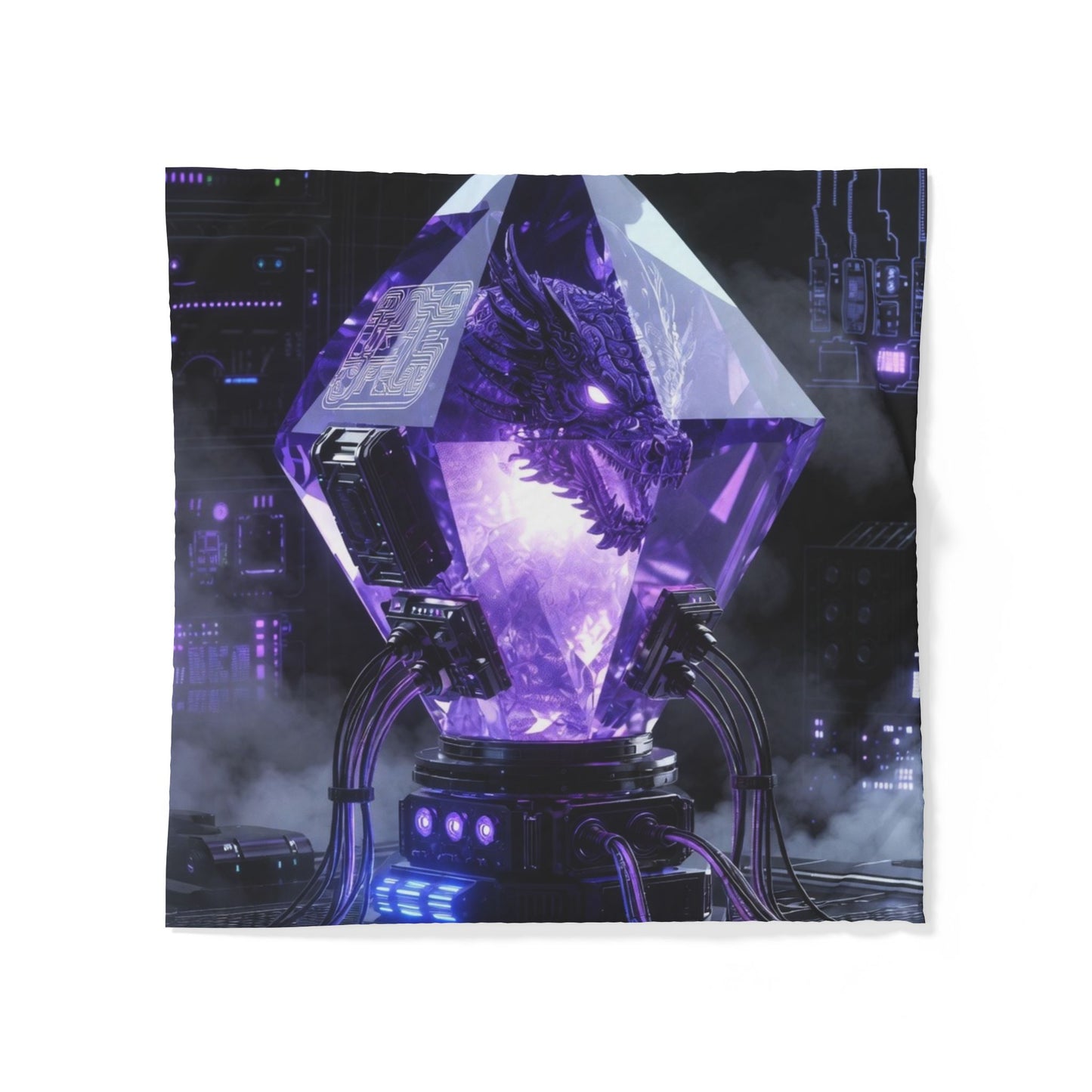 Purple Crystal Core Duvet Cover – Sci‑Fi Gem Bedspread