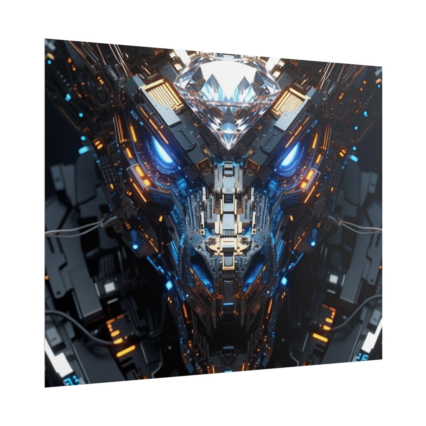 Futuristic Mech Dragon Poster – Cybernetic Robot Art Print