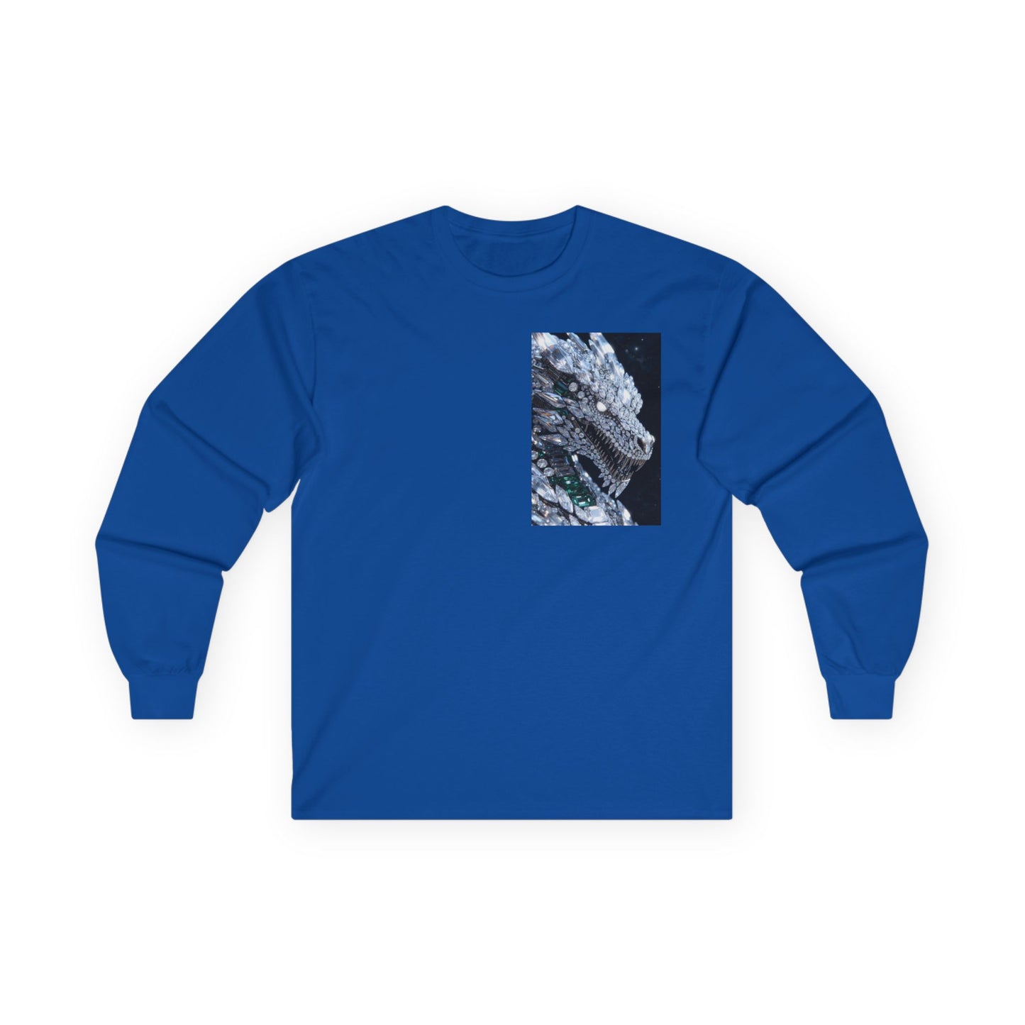 Long Sleeve Tee — Abstract Iridescent Crystal Photo Pocket Print