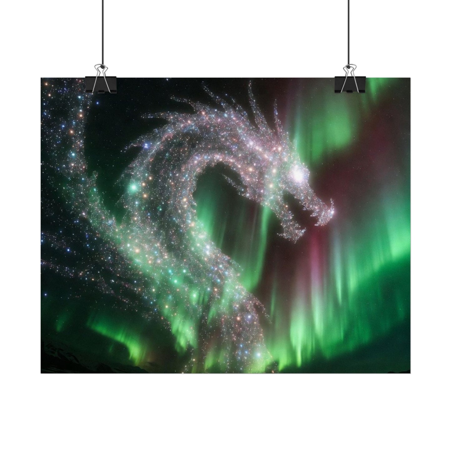 Aurora Dragon Poster — Northern Lights Fantasy Art Print