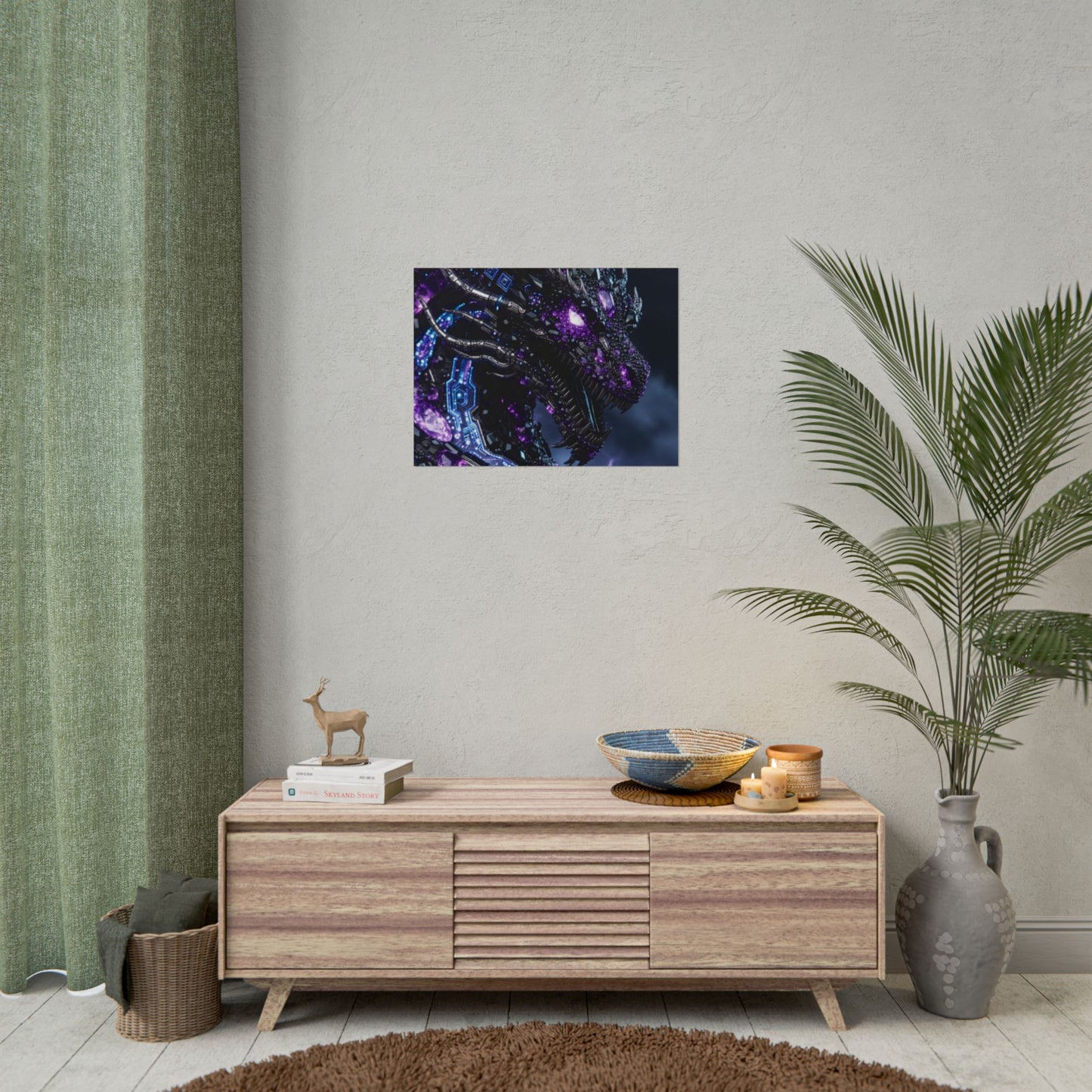 Rolled Poster — Cyberpunk Dragon Storm Art Print