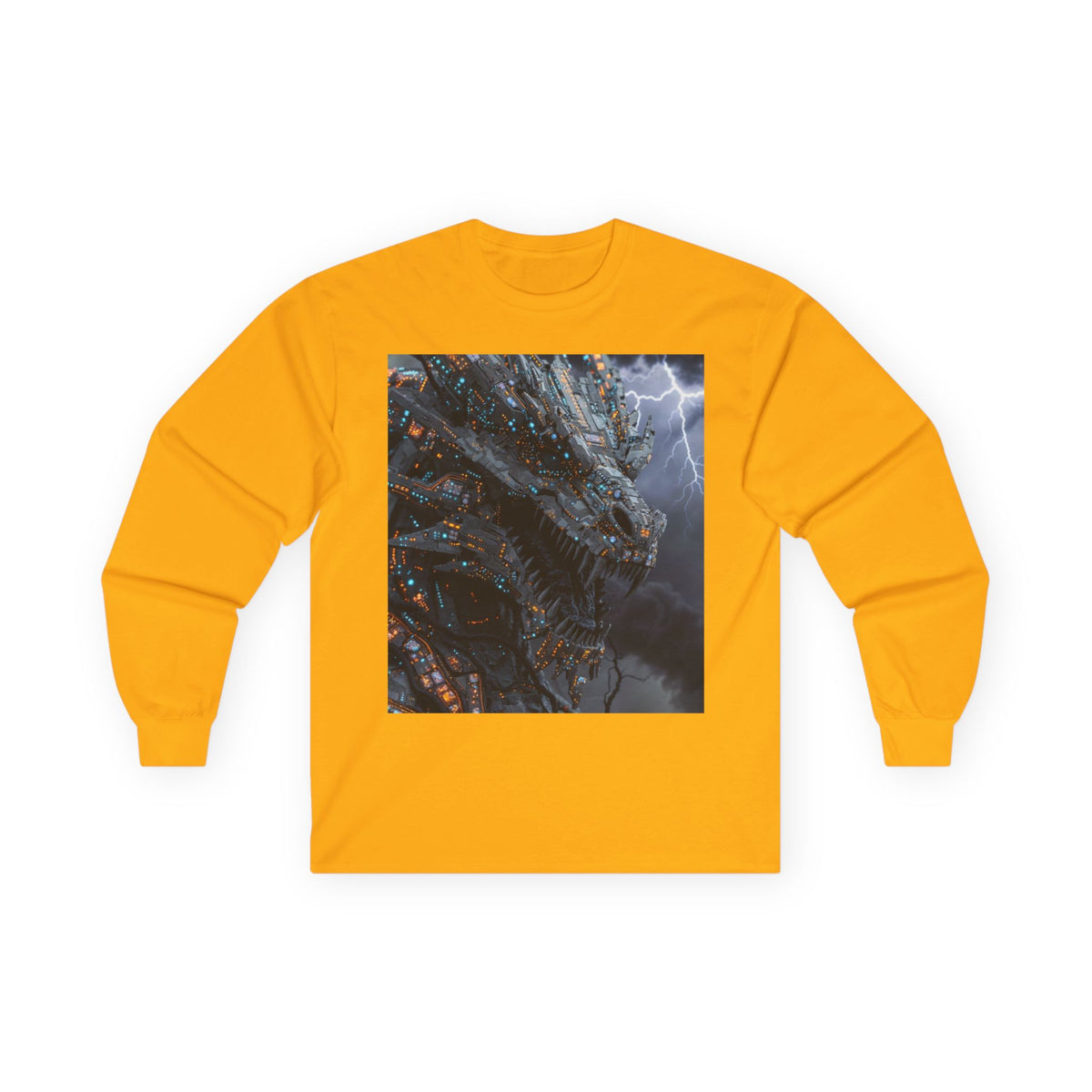 A Long Sleeve Tee — Moody Ocean Cliff Photo Pocket Print