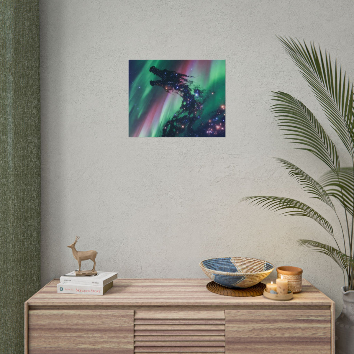 Aurora Dragon Poster — Cosmic Northern Lights Wall Art (Rolled Poster)