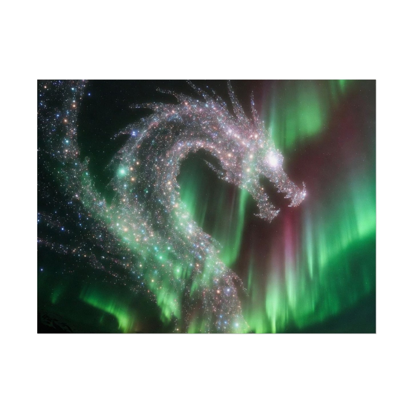 Aurora Dragon Poster — Northern Lights Fantasy Art Print
