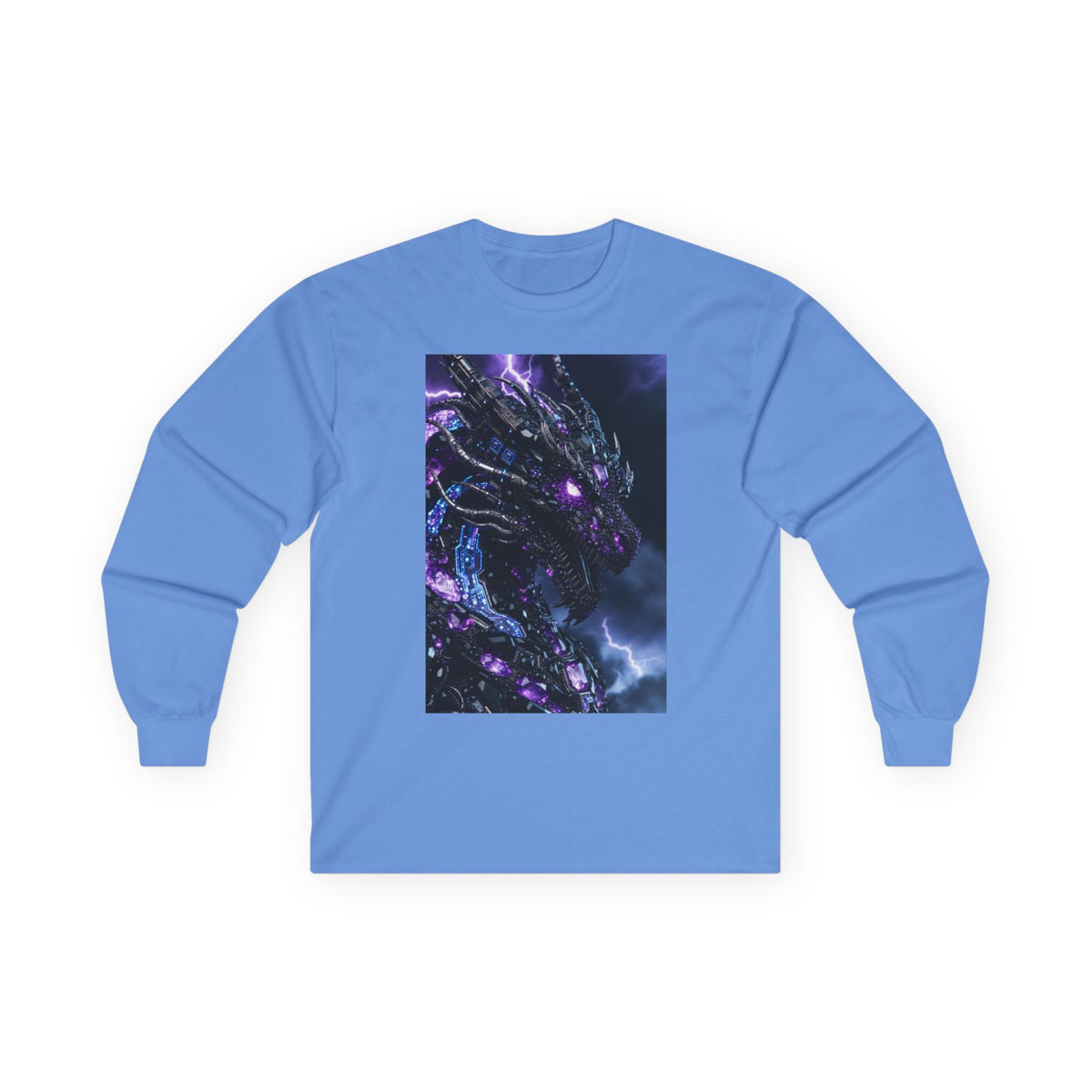 A Cosmic Dragon Pocket Long Sleeve Tee — Neon Galaxy Illustration