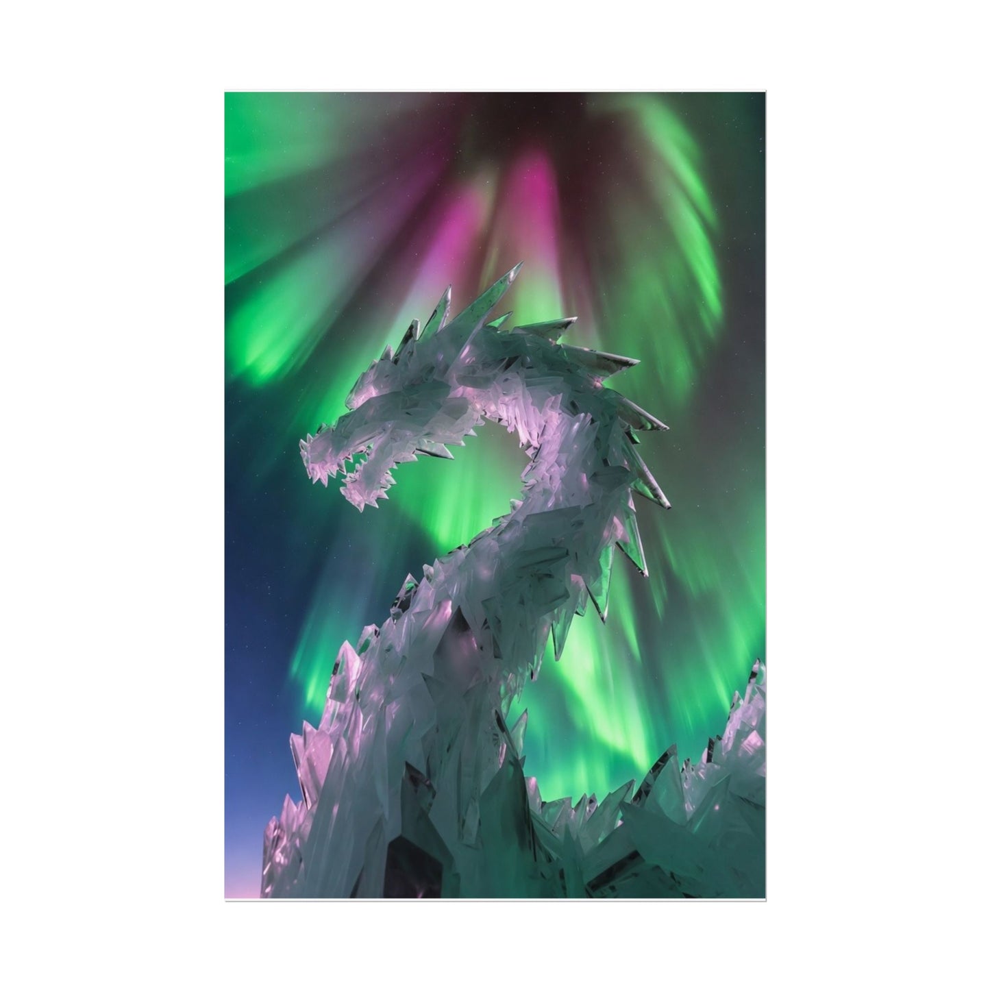 Aurora Ice Dragon Poster — Fantasy Wall Art Rolled Poster