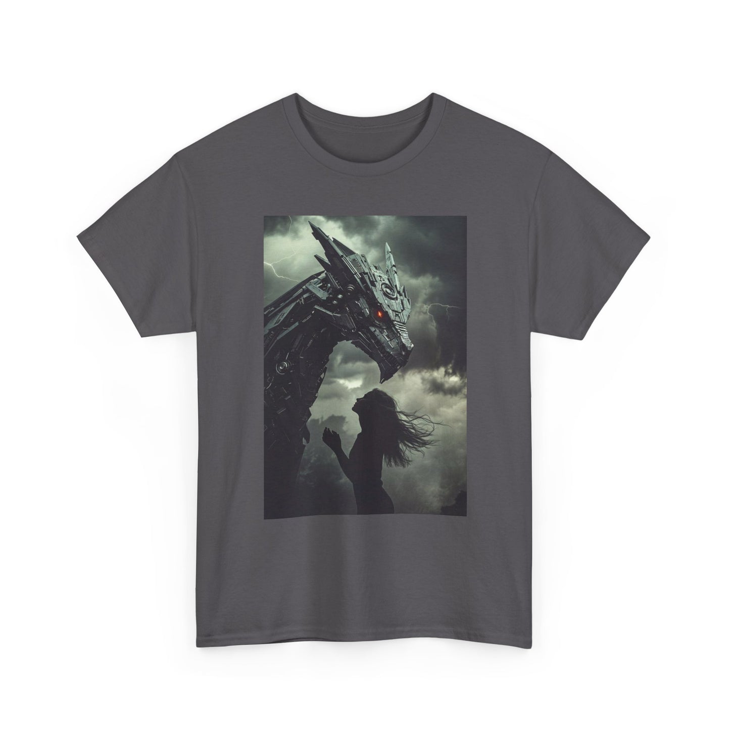 Dragon & Girl Fantasy T-Shirt — Dark Mythical Art Tee