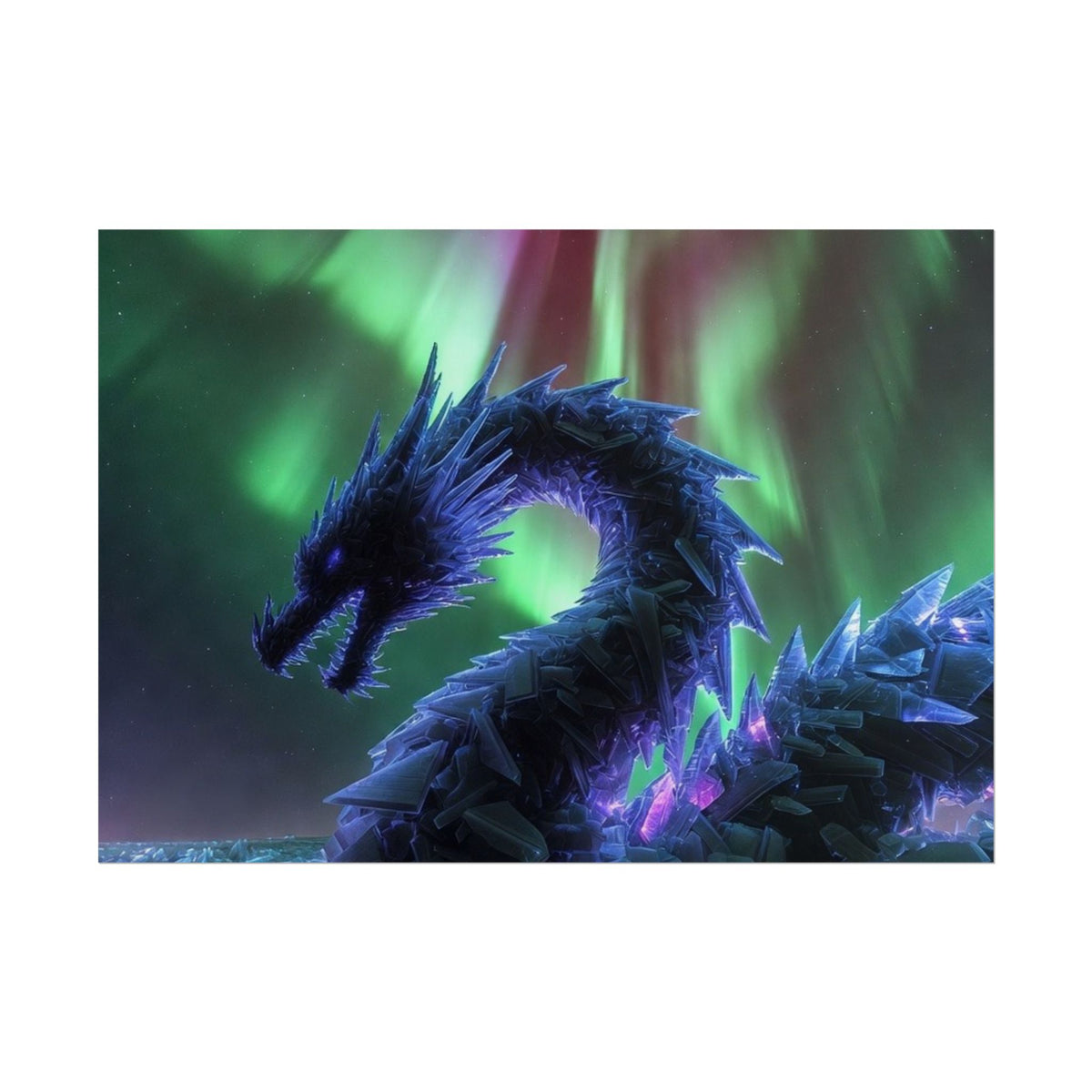 Aurora Crystal Dragon Poster — Fantasy Wall Art Print