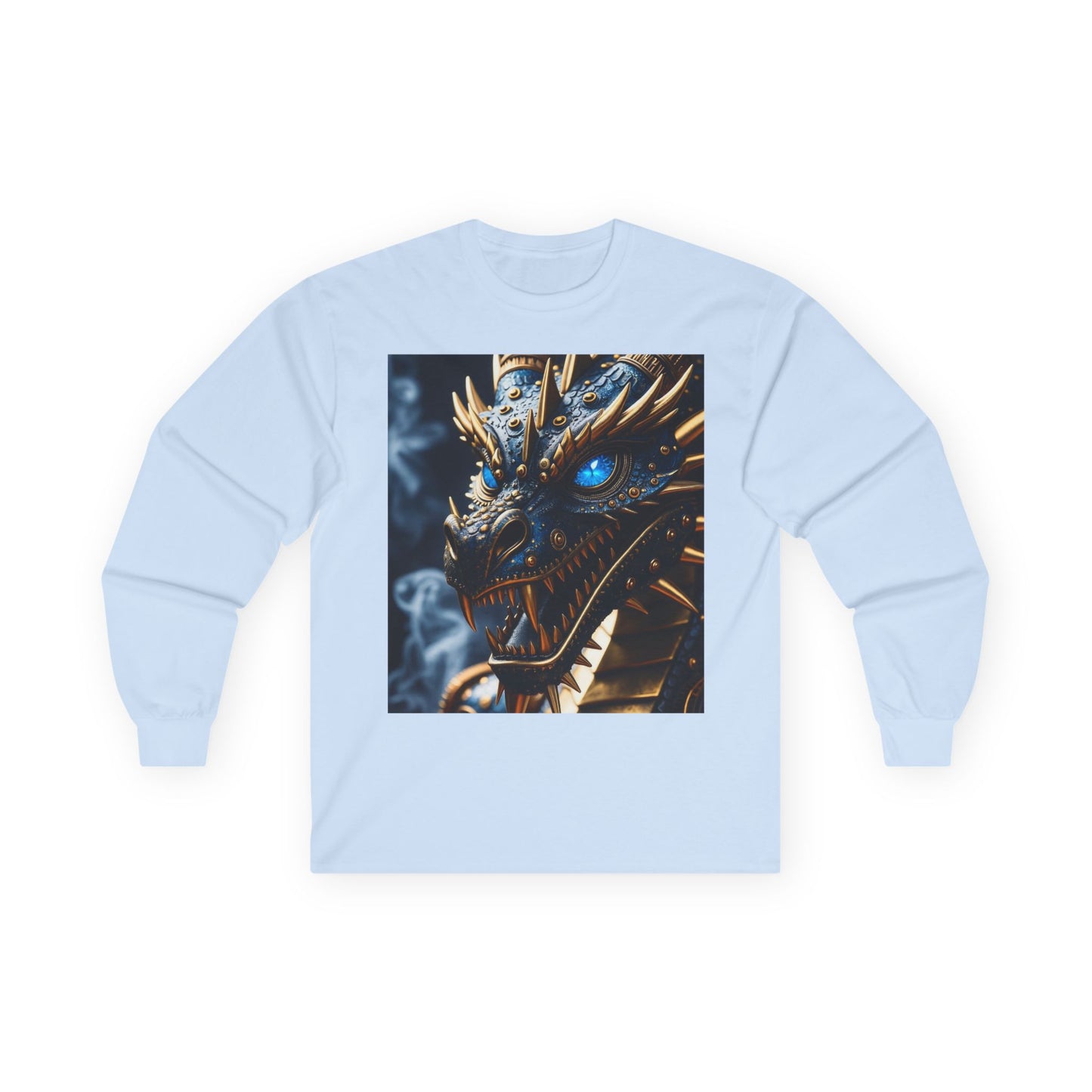 Dragon Graphic Long Sleeve Tee — Blue Eye Fantasy Dragon Shirt