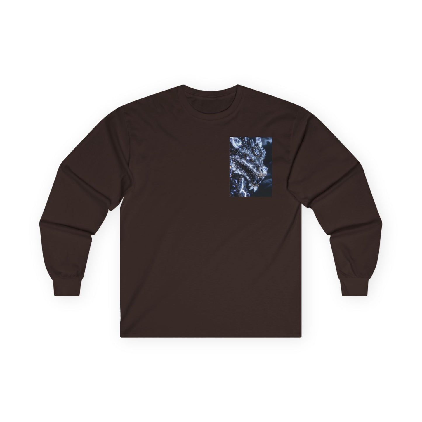 Long Sleeve Tee — Abstract Blue Marble Pocket Art