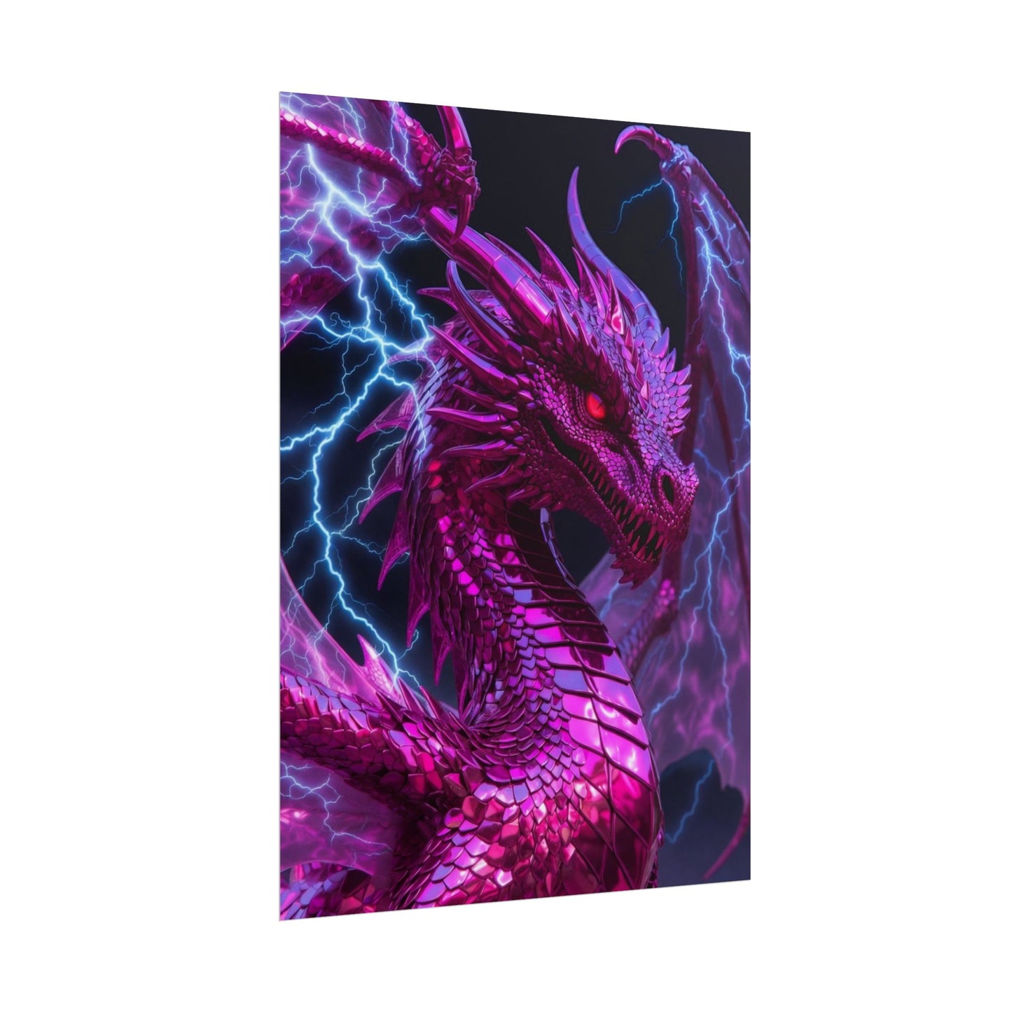 Pink Electric Dragon Poster — Fantasy Wall Art Rolled Poster