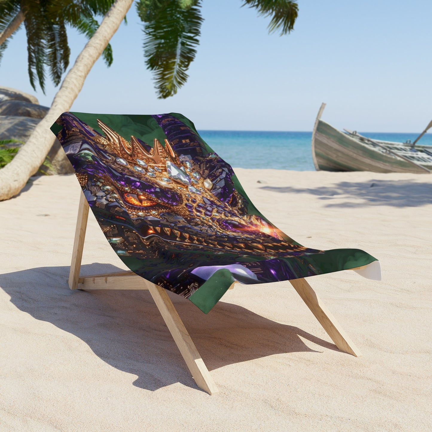 Dragon Eye Beach Towel — Jewel-Toned Fantasy Dragon Design