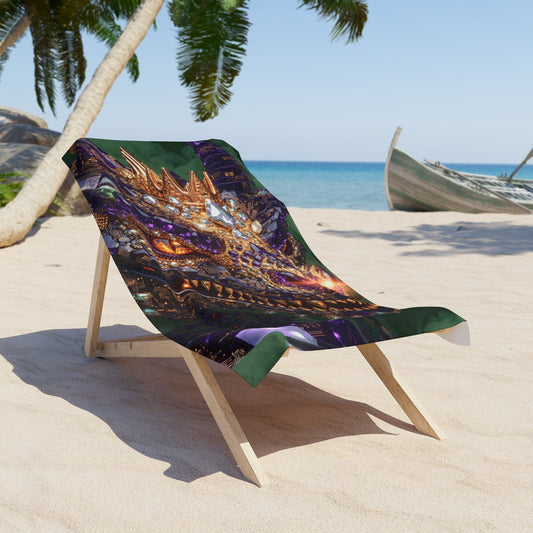 Dragon Eye Beach Towel — Jewel-Toned Fantasy Dragon Design
