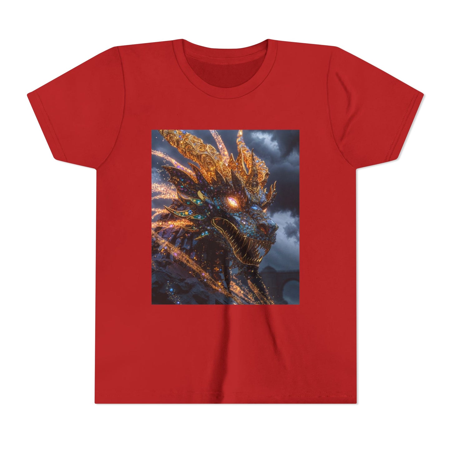 Youth Dragon Tee — Fiery Dragon Head Graphic Kids T‑Shirt