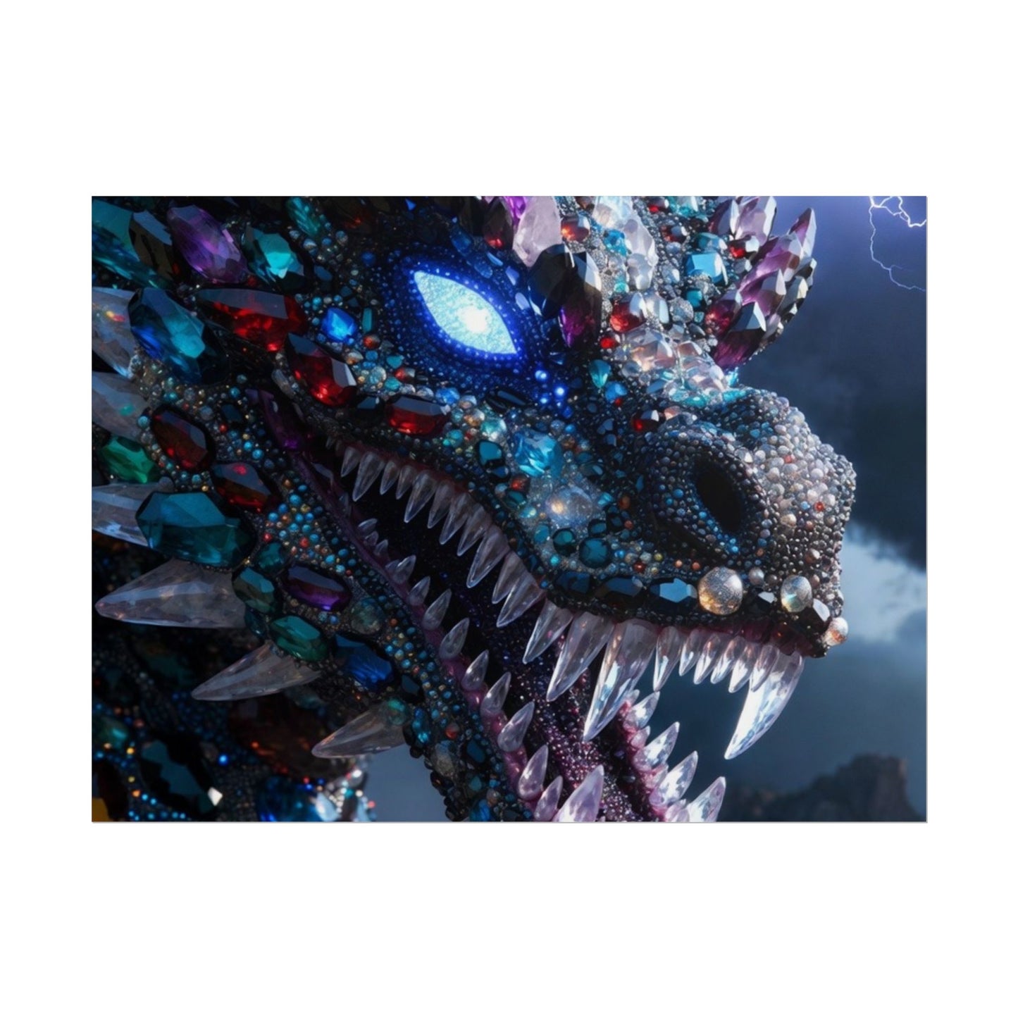 Dragon Crystal Poster — Fantasy Gem-Encrusted Dragon Wall Art (Rolled Poster)