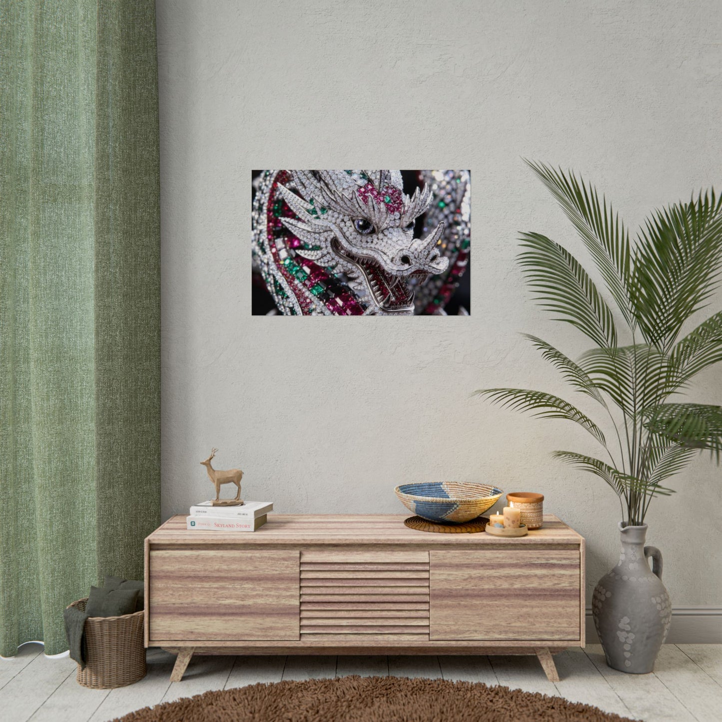 Dragon Jewel Poster — Luxury Gemstone Dragon Wall Art (Rolled Poster)