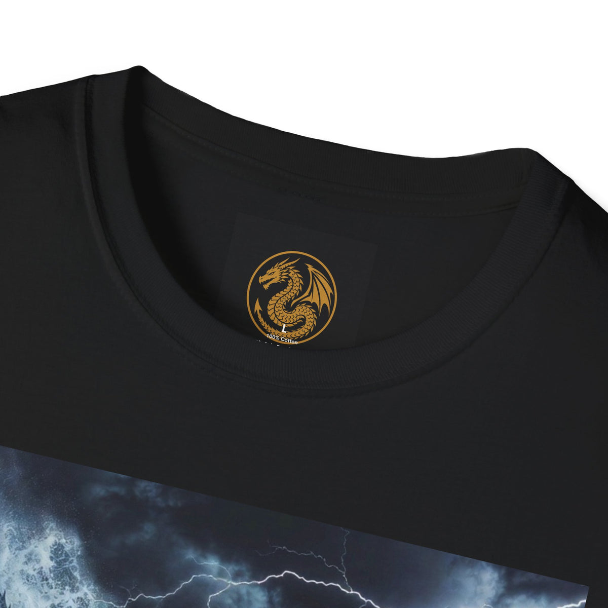 A Stormy Oceanic Dragon T-Shirt — Dark Ocean Lightning Graphic Tee