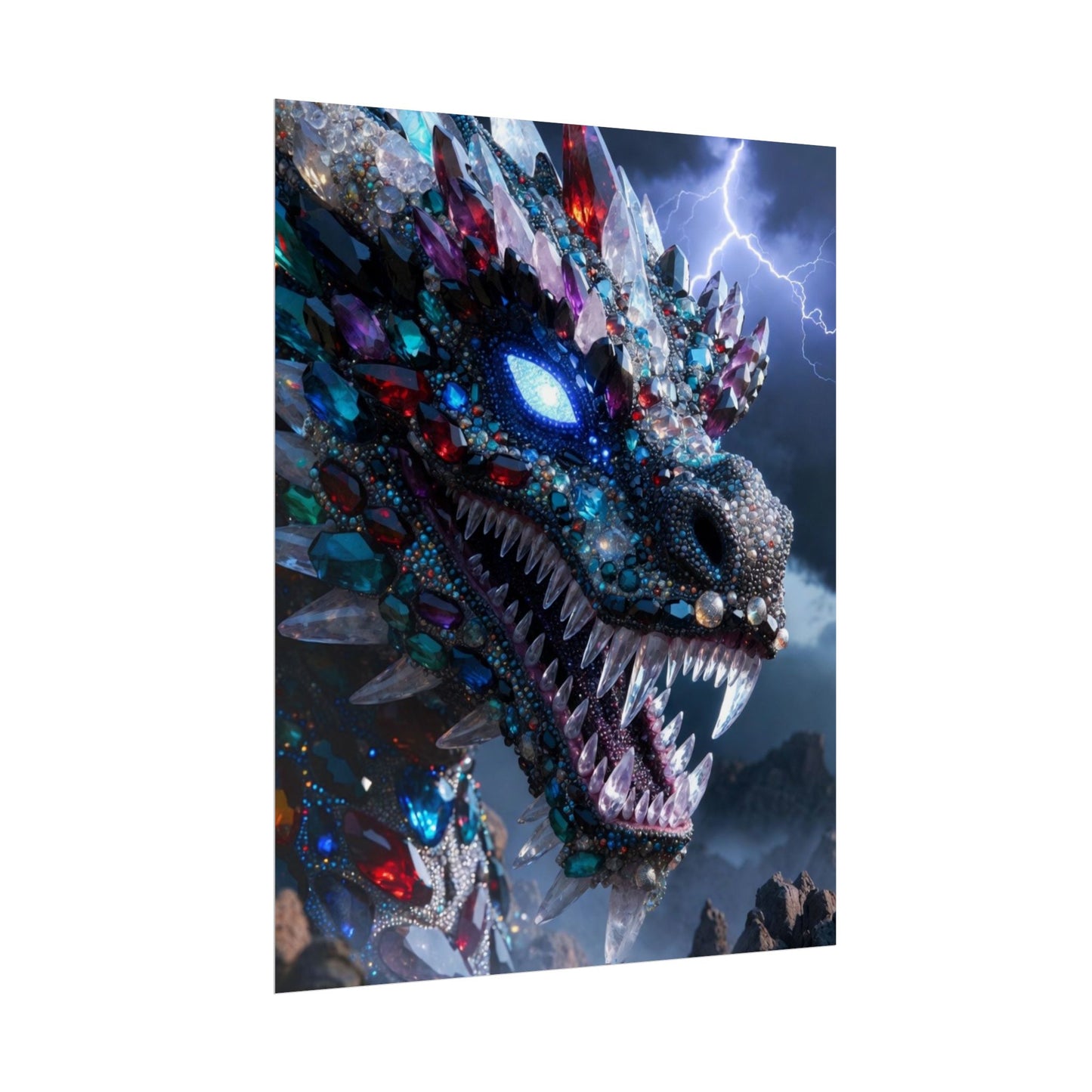 Dragon Crystal Poster — Fantasy Gem-Encrusted Dragon Wall Art (Rolled Poster)