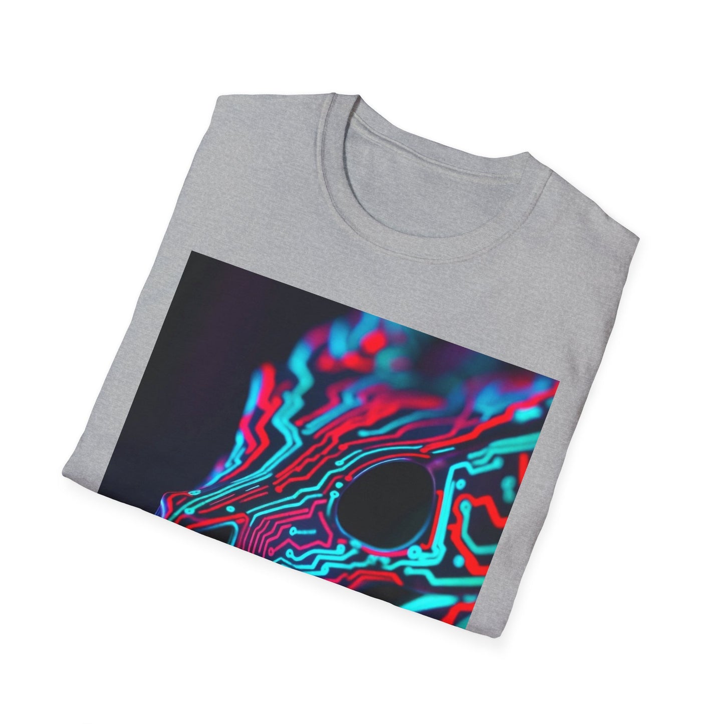 Neon Cyber Skull T-Shirt — Vaporwave Glitch Art Tee