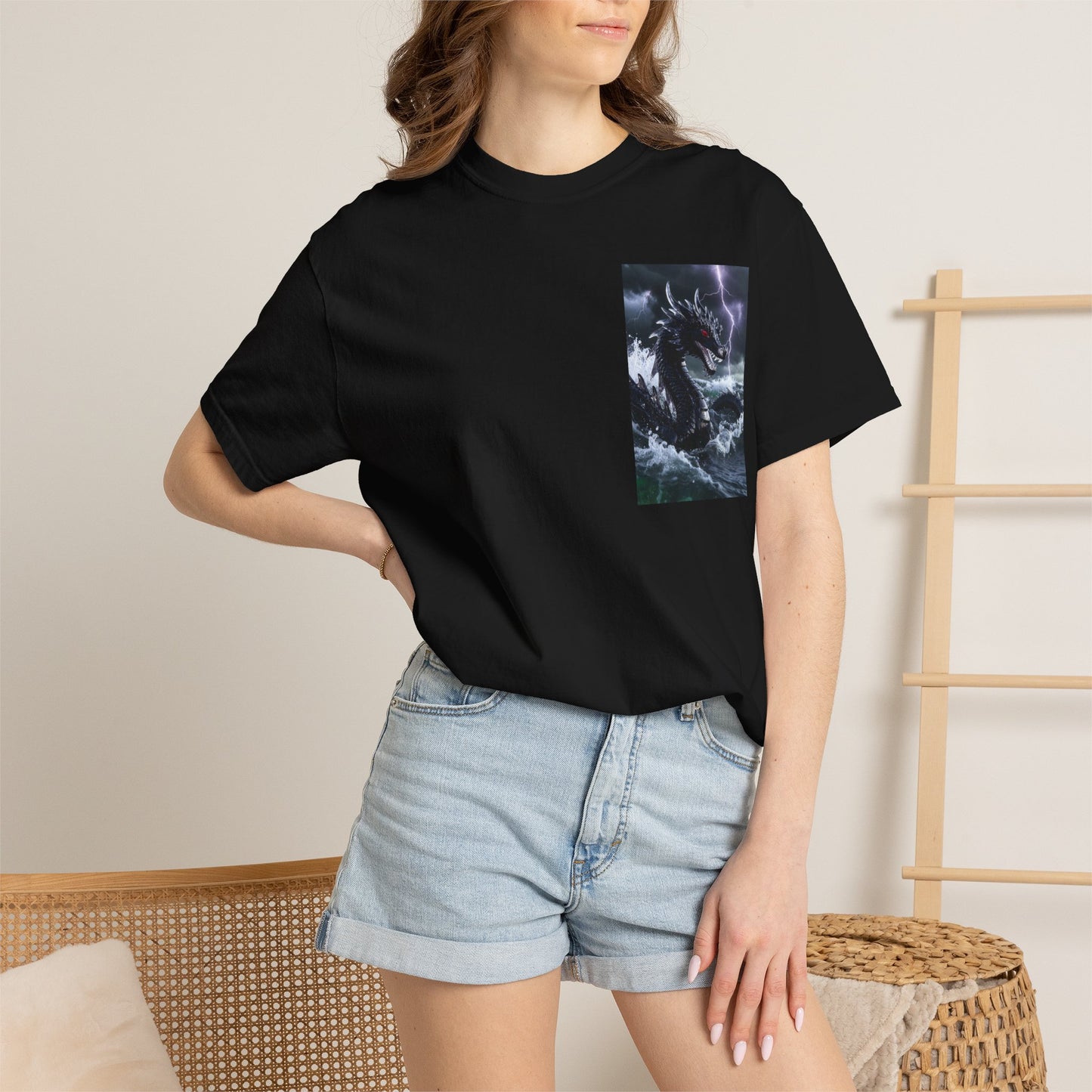 A Dragon Storm Graphic T-Shirt — Dark Fantasy Chest Print