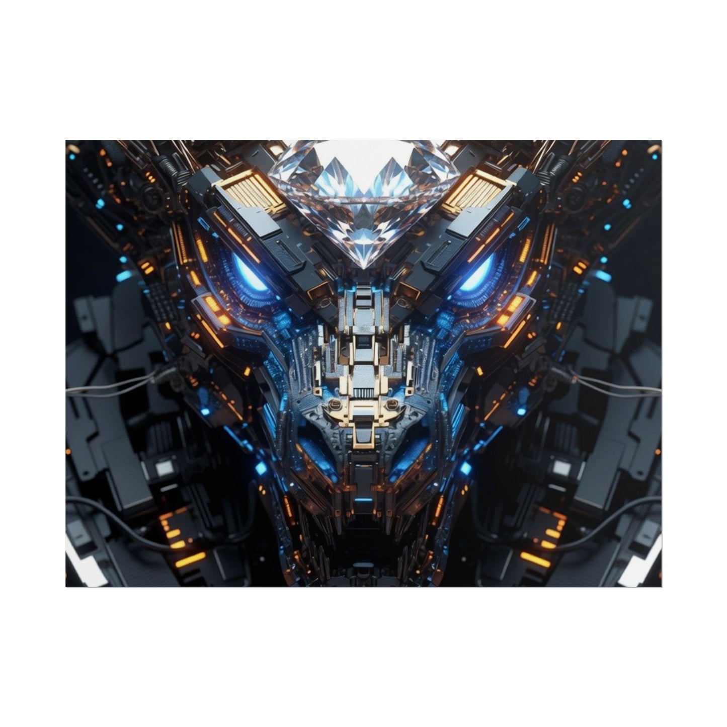 Futuristic Mech Dragon Poster – Cybernetic Robot Art Print