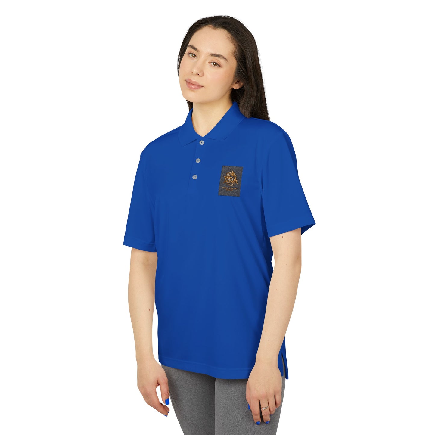Adidas Performance Polo — Gold Crest Patch Chest Logo