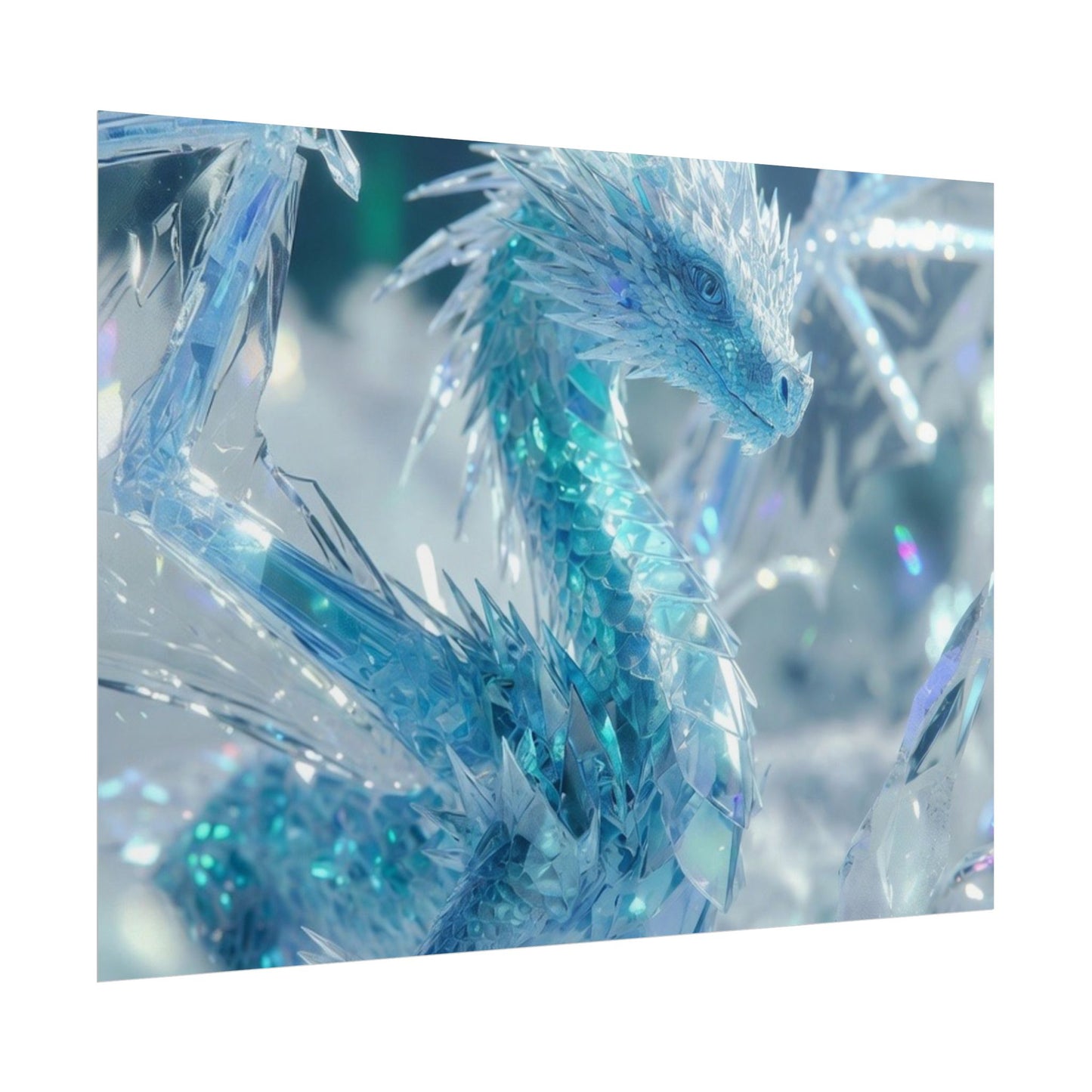 Ice Crystal Dragon Poster — Fantasy Aurora Wall Art (Rolled Poster)