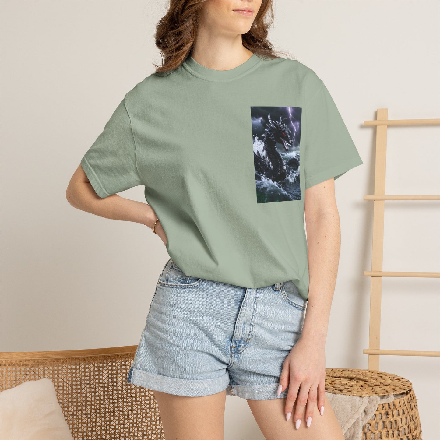 A Dragon Storm Graphic T-Shirt — Dark Fantasy Chest Print