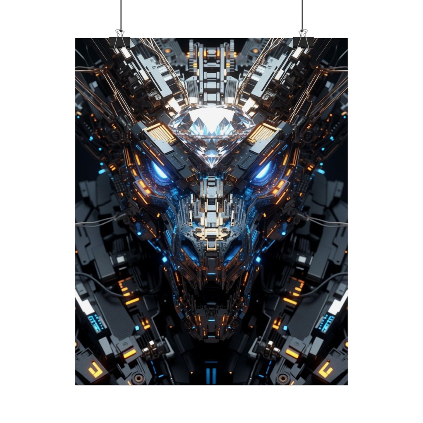 Futuristic Mech Dragon Poster – Cybernetic Robot Art Print