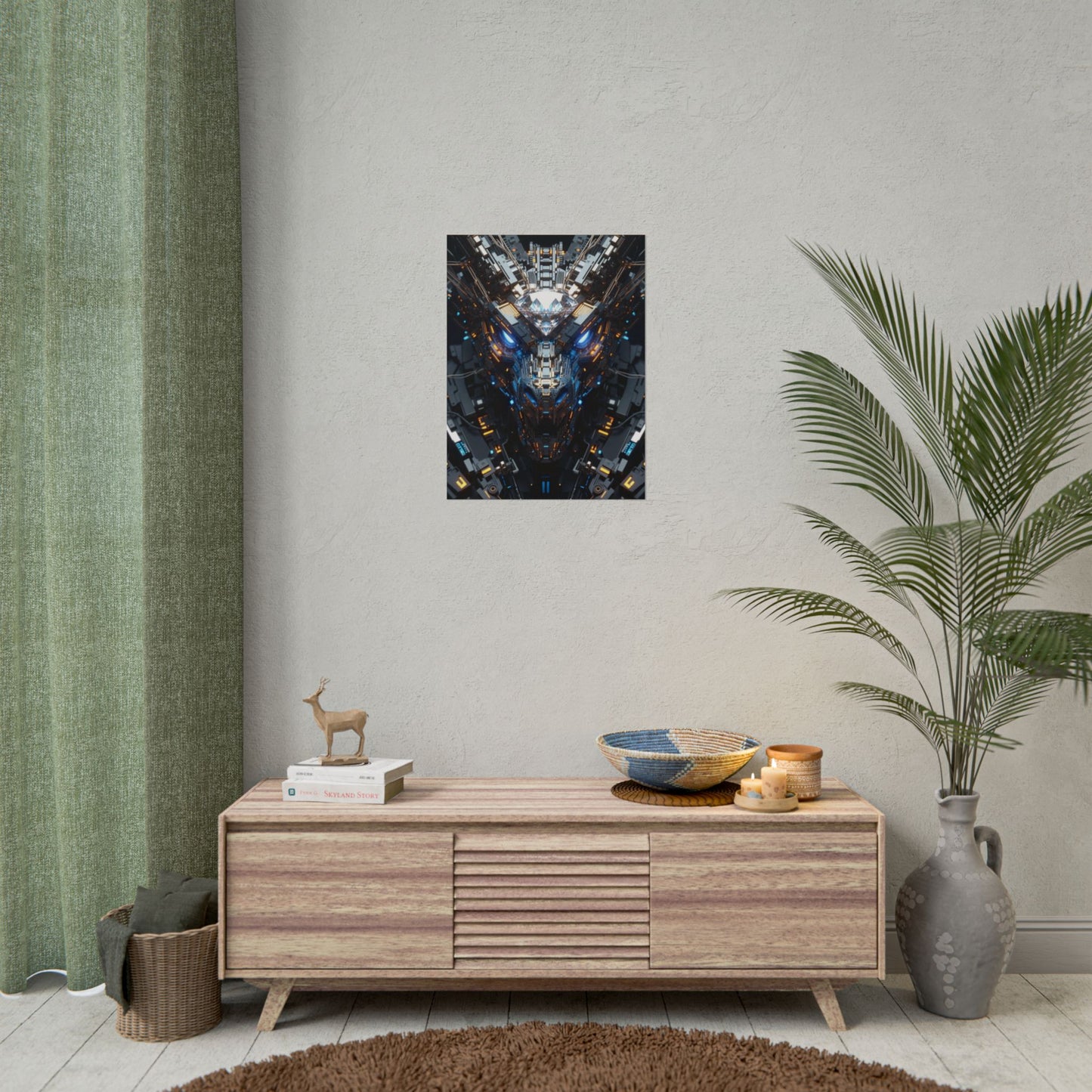 Futuristic Mech Dragon Poster – Cybernetic Robot Art Print
