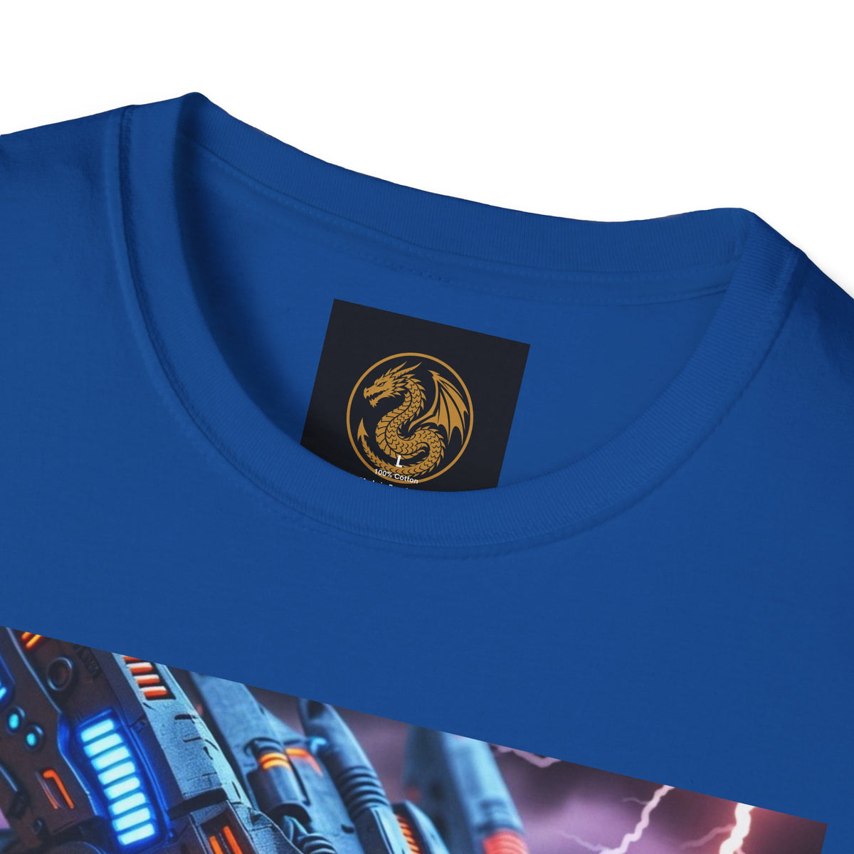 A Cyber Dragon T‑Shirt — Neon Mech Dragon with Lightning Graphic