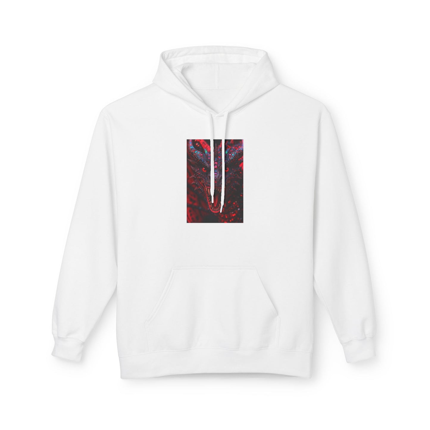Abstract Red Dragon Marble Hoodie — Minimal Center Art Pullover