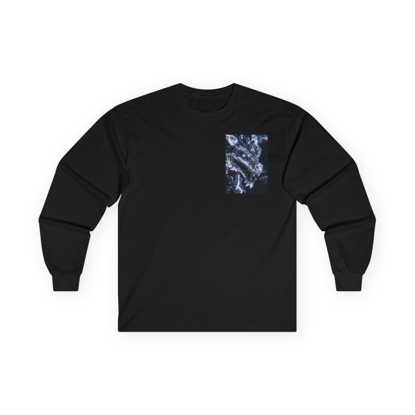 Long Sleeve Tee — Abstract Blue Marble Pocket Art