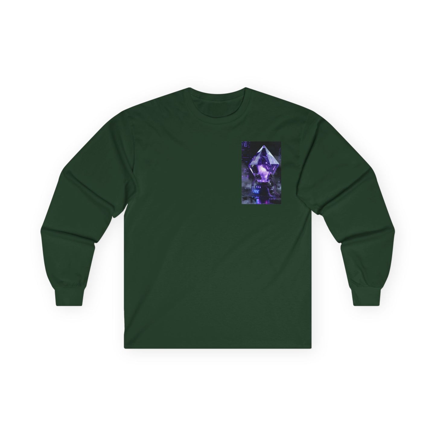 Long Sleeve Tee — Purple Crystal Skull Graphic