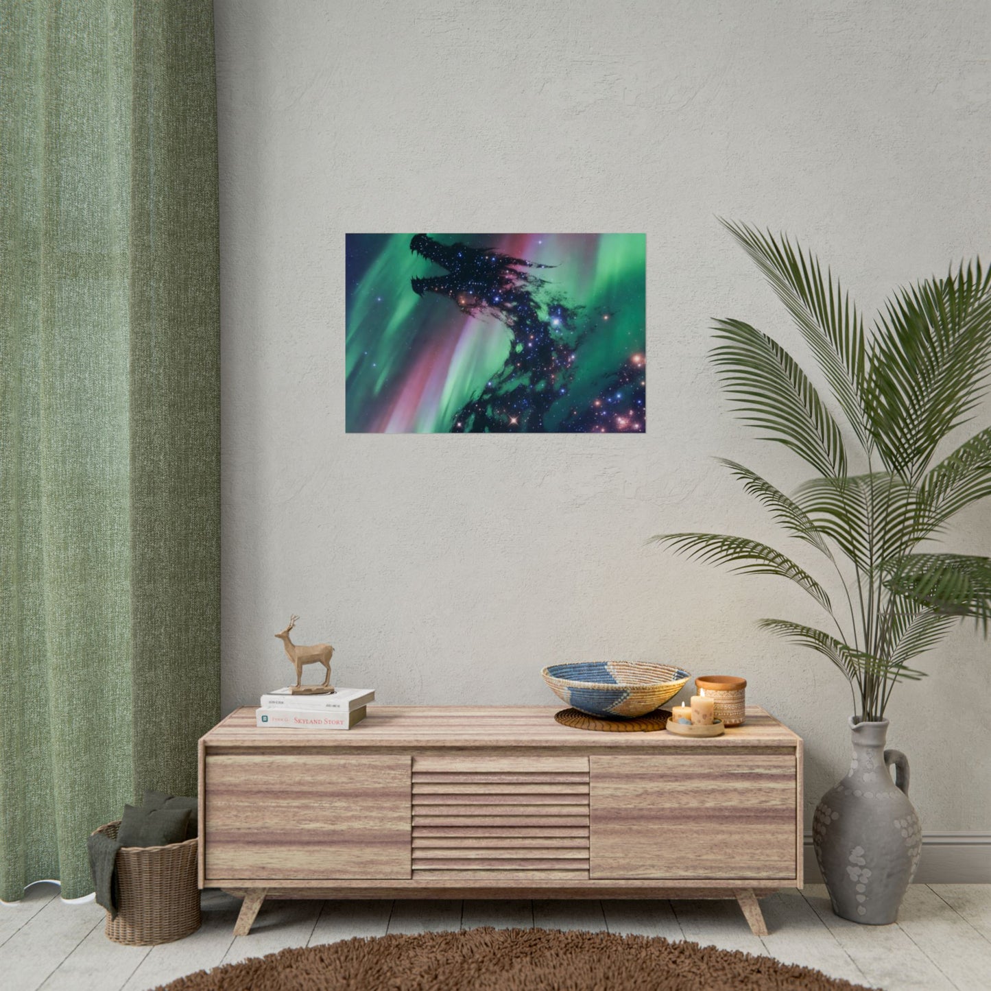 Aurora Dragon Poster — Cosmic Northern Lights Wall Art (Rolled Poster)