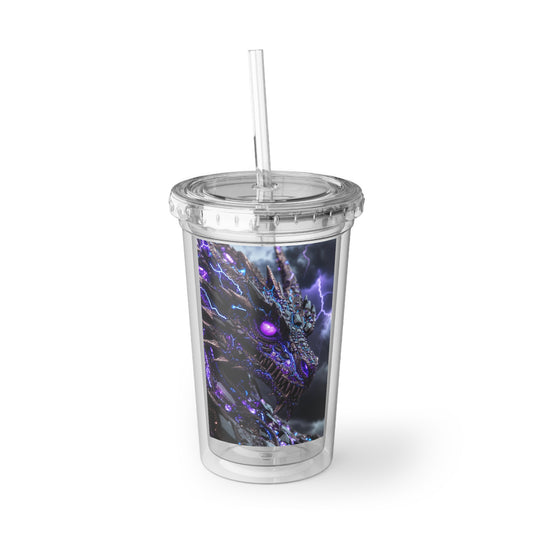 Dragon Storm Acrylic Tumbler – Purple Lightning Fantasy Cup