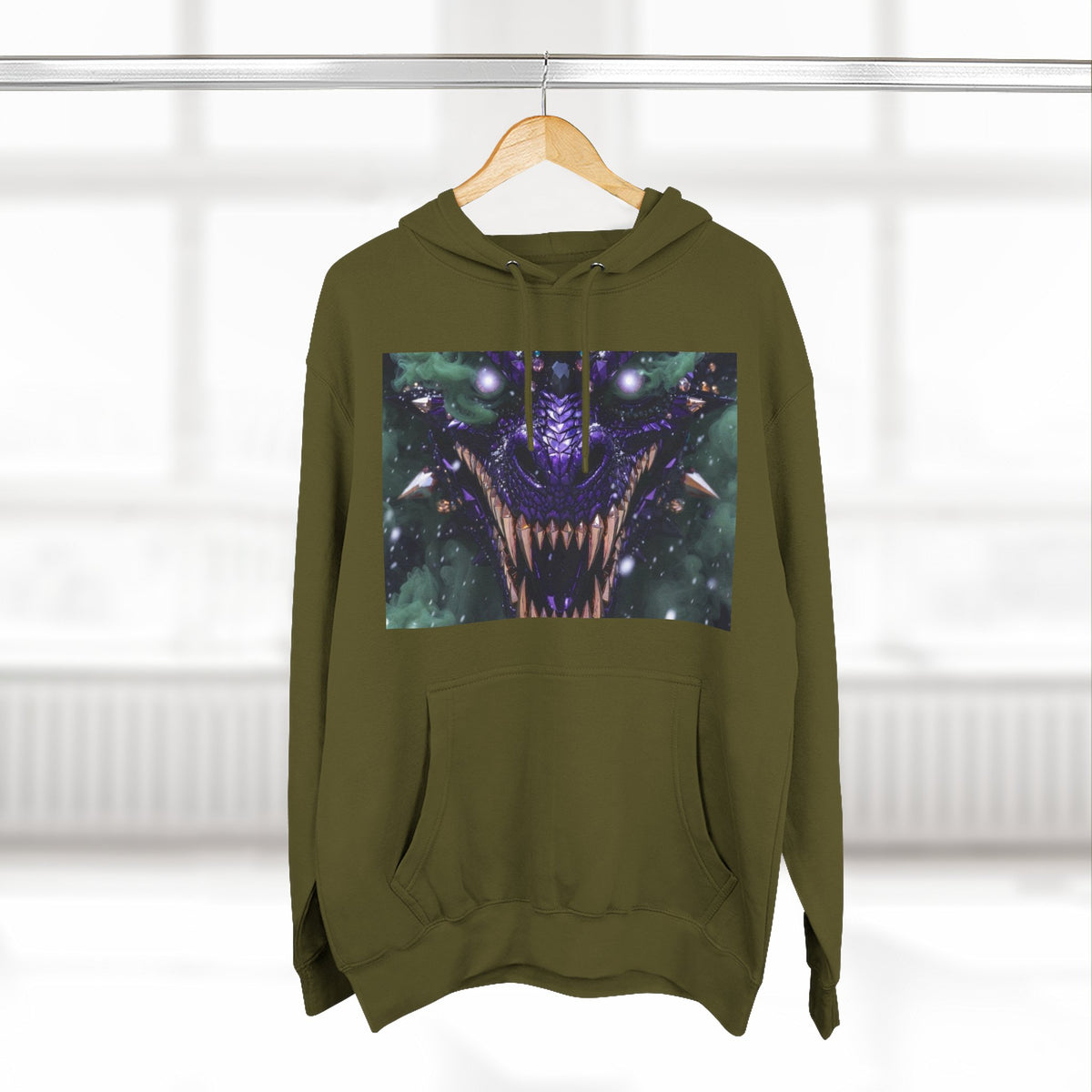 A Mystic Cosmic 🐉 Hoodie — Astral Galaxy Cat Chest Print Fleece Hoodie
