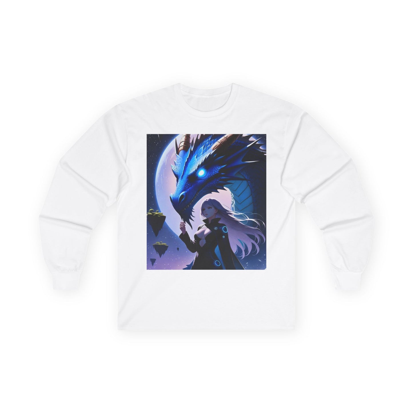Dragon Whisperer Long Sleeve Tee — Fantasy Blue Dragon Illustration
