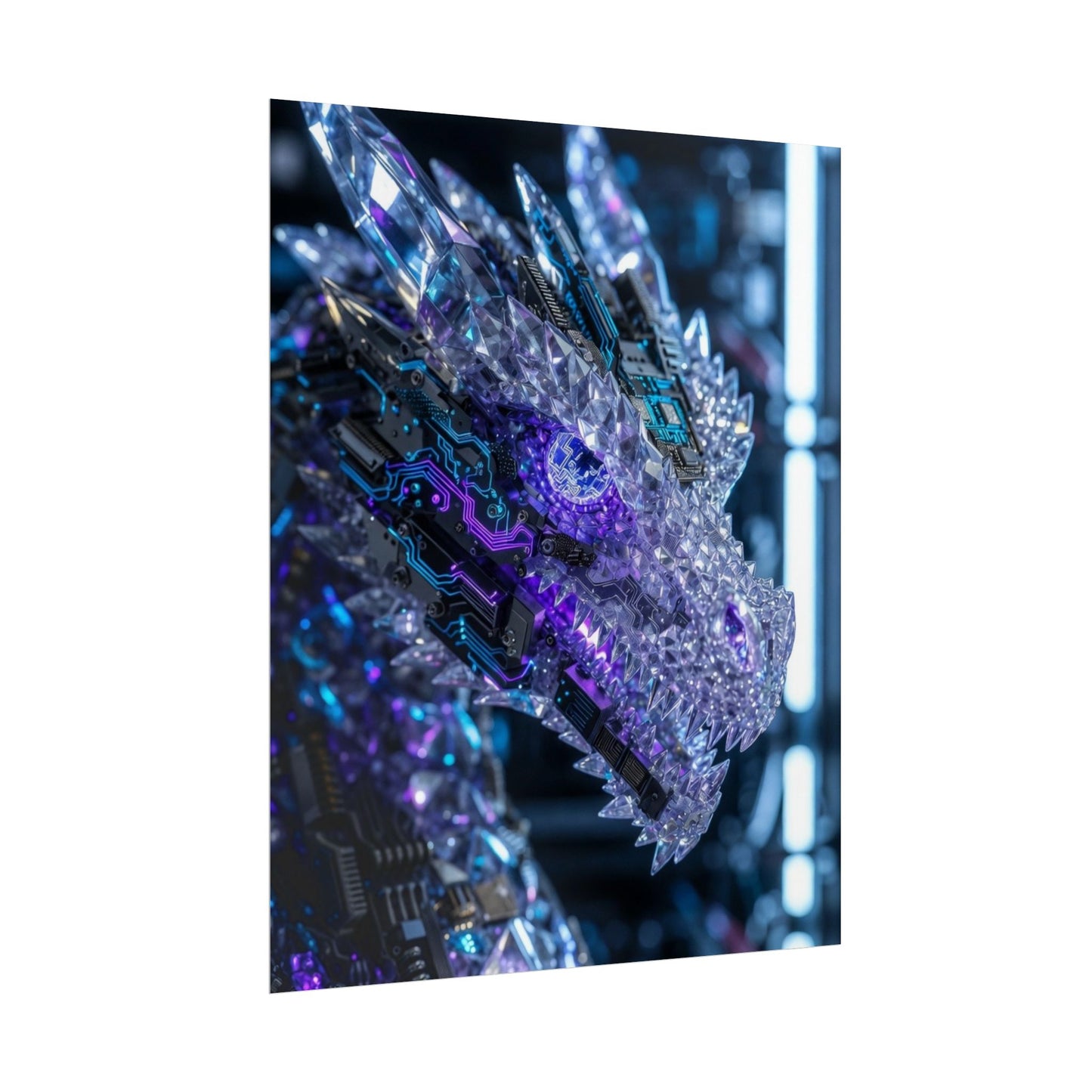 Rolled Poster — Cyber Crystal Dragon Art Print