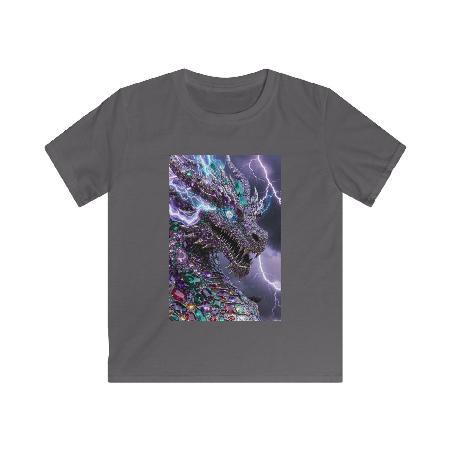 Kids Dragon Lightning T-Shirt — Colorful Neon Dragon Graphic Tee