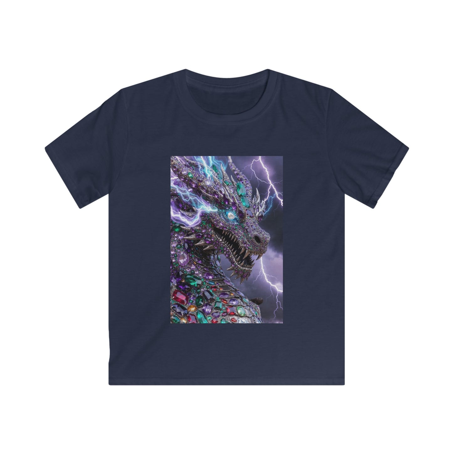 Kids Dragon Lightning T-Shirt — Colorful Neon Dragon Graphic Tee